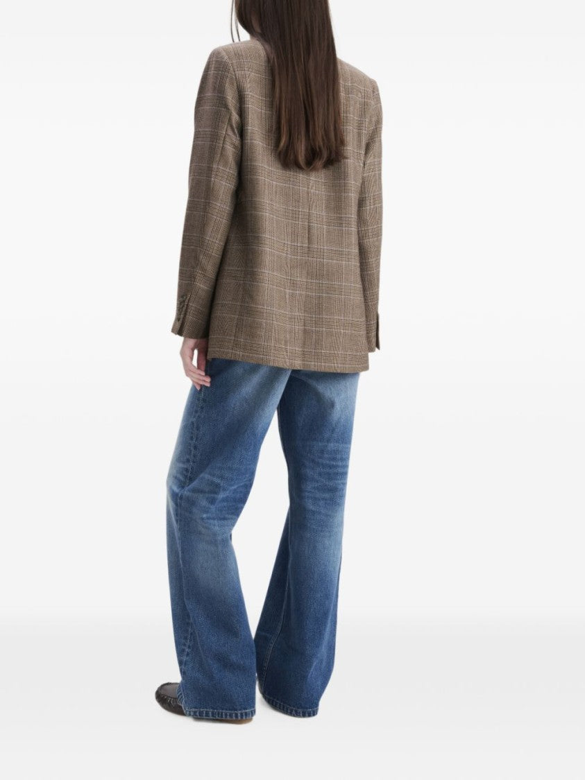 A.P.C. Classic Check Blazer In Warm Brown Tones