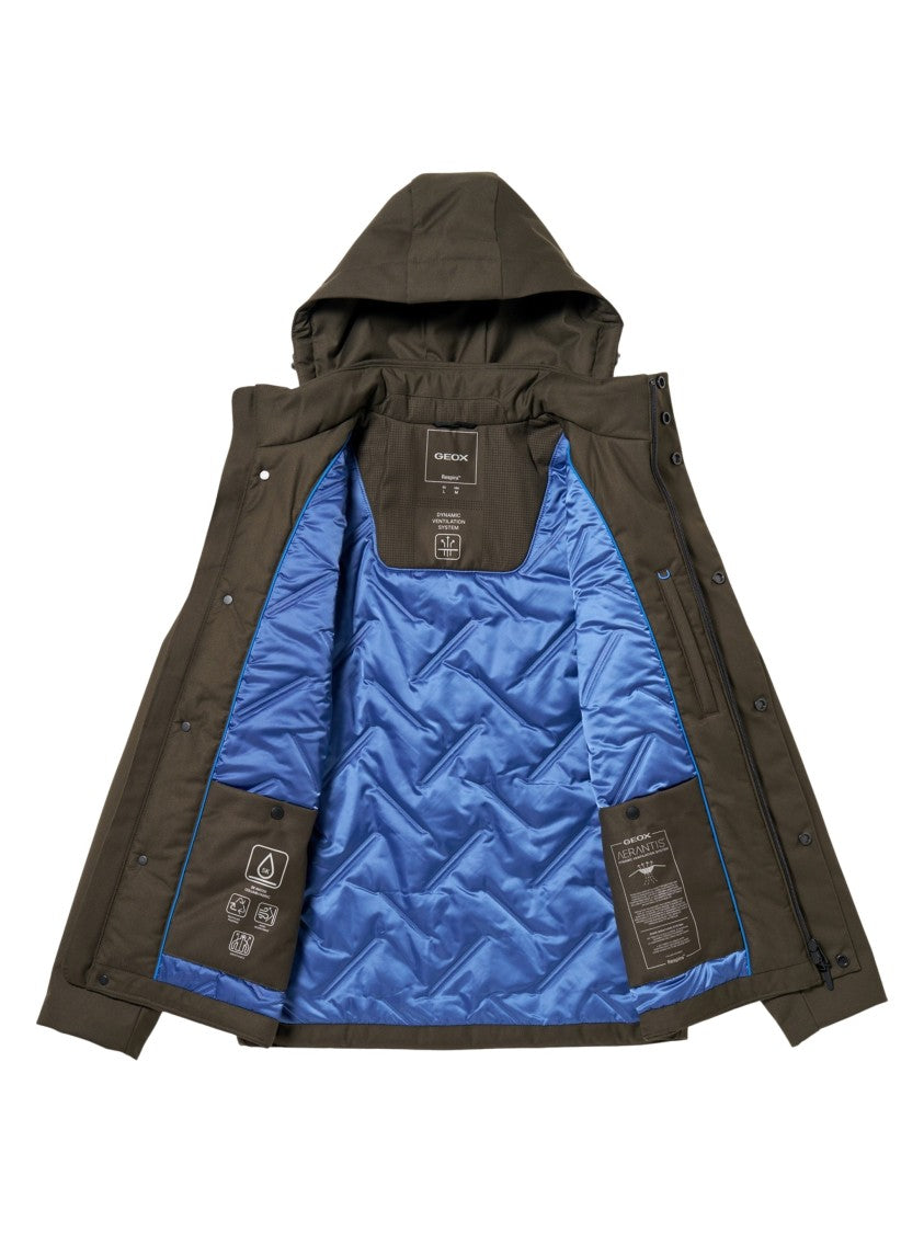 Geox Recanati Dark Green Technical Flannel Hooded Jacket