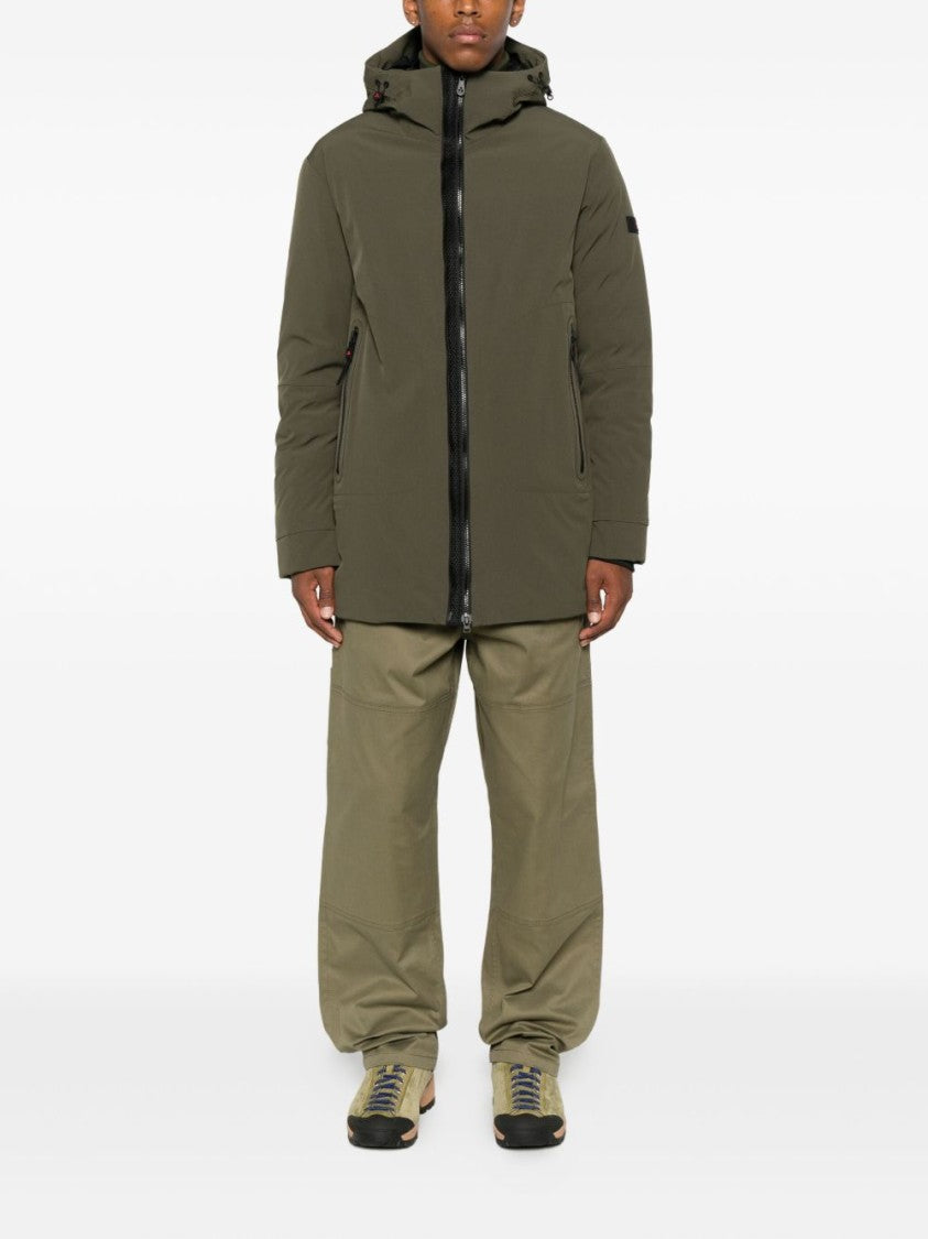 Peuterey Minimalist Olive Green Hooded Coat