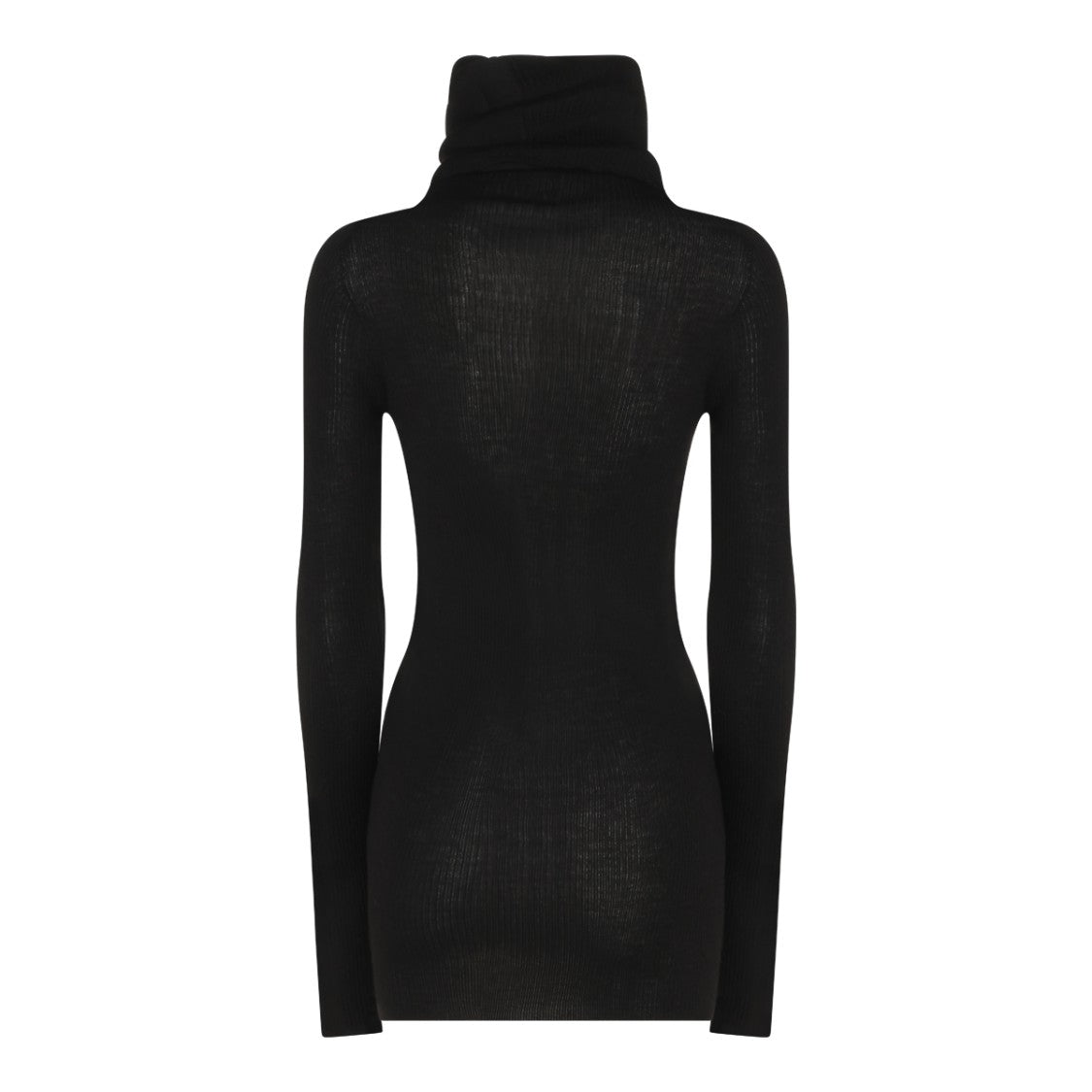 Rick Owens Semi-Sheer Turtleneck Knit Sweater With Ribbed Texture