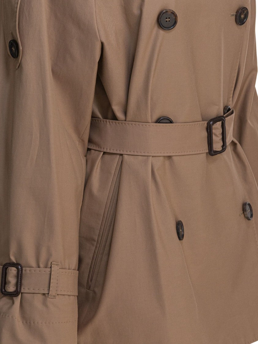 Max Mara Brown Double-Breasted Coat With Belted Waist