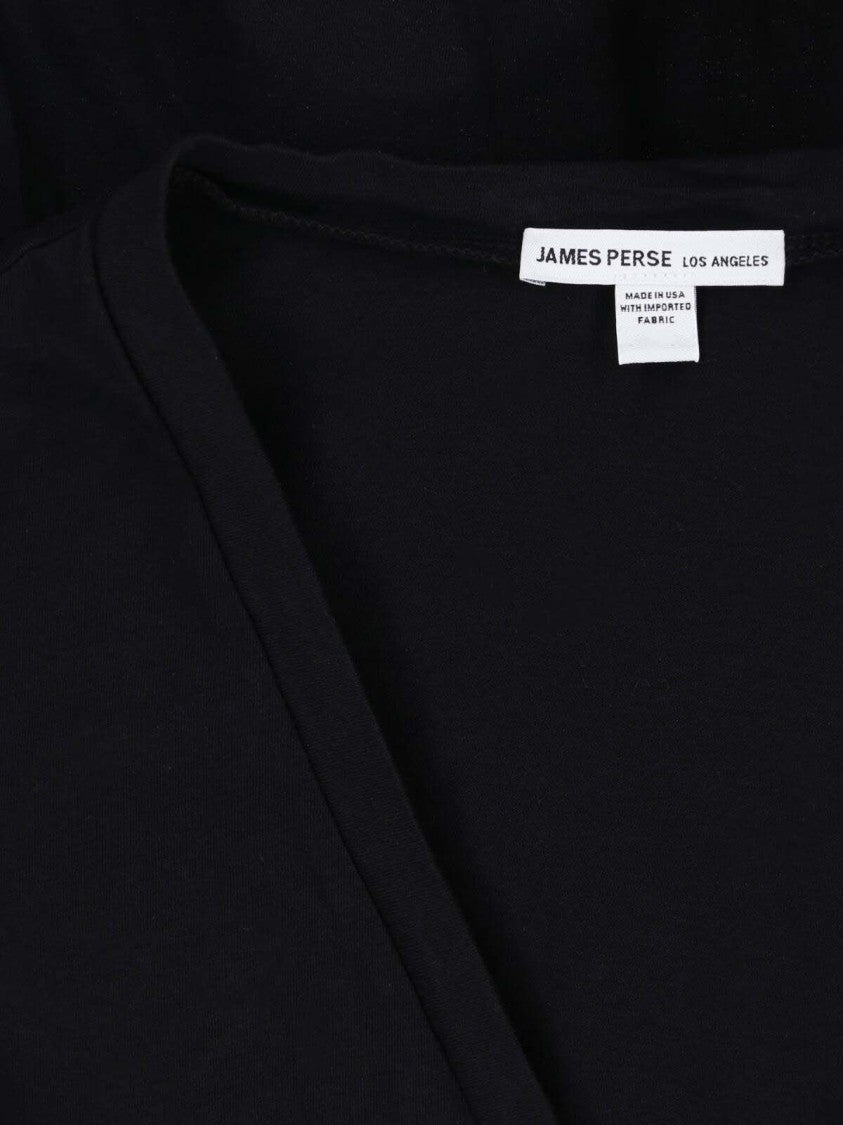 James Perse Black Long-Sleeve V-Neck Cotton T-Shirt