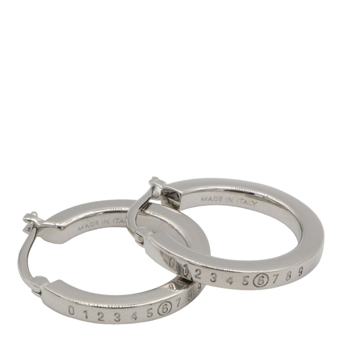 Mm6 By Maison Margiela Polished Silver-Tone Hoop Earrings With Engraved Detail