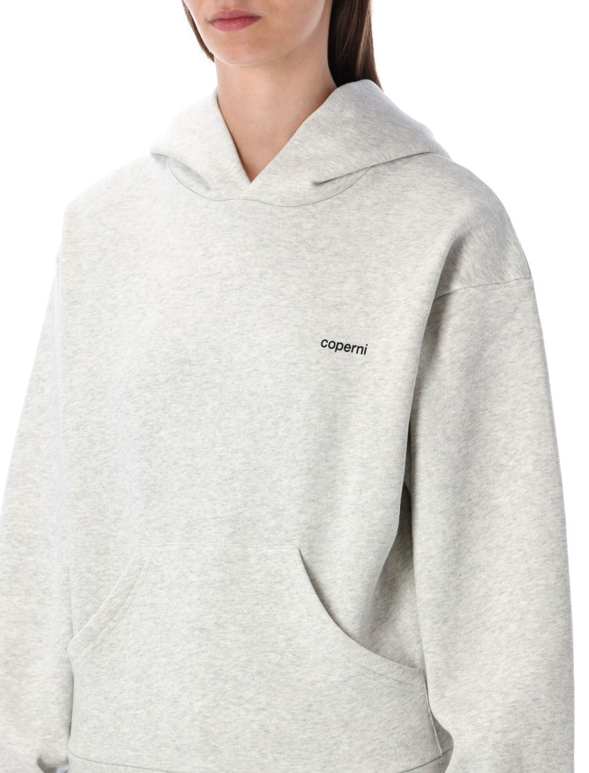 Coperni Relaxed Fit Light Grey Horn Hoodie With Subtle Logo