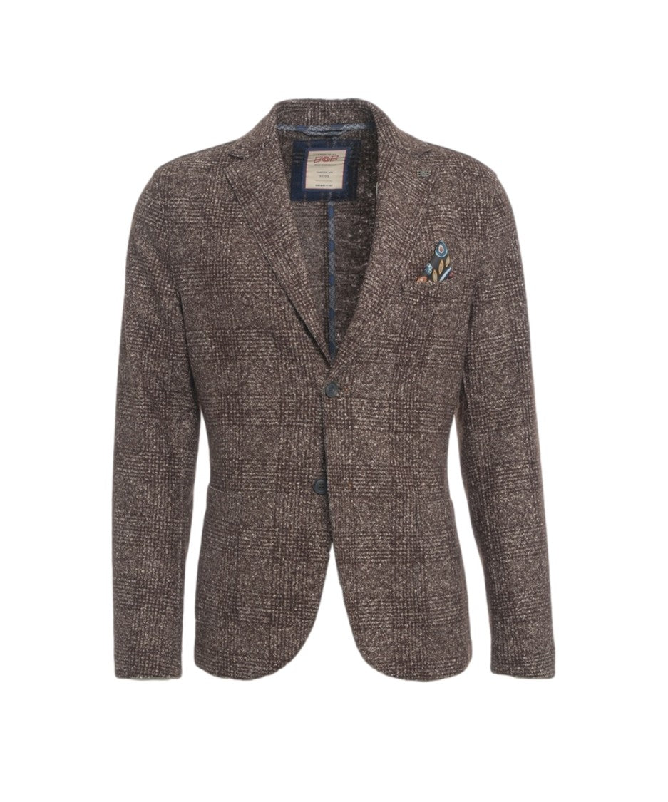 Bob Single-Button Blazer With Textured Checkered Pattern