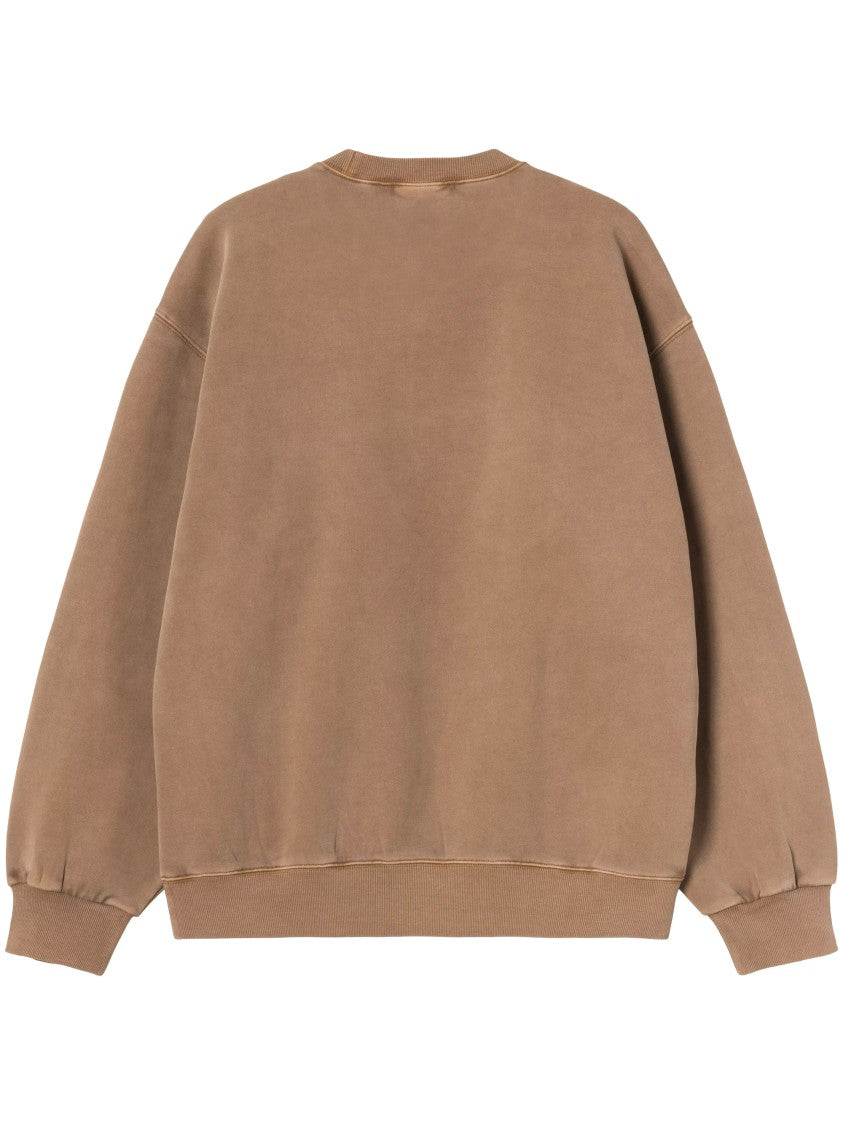 Carhartt Wip Relaxed-Fit Brown Sweatshirt With Ribbed Cuffs And Minimalist Logo