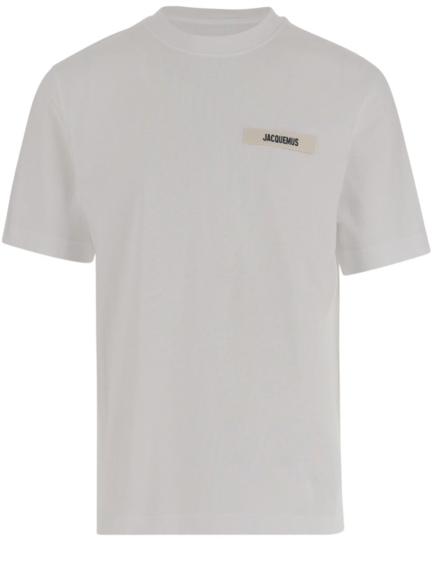 Jacquemus Classic White T-Shirt With Embroidered Grosgrain Logo