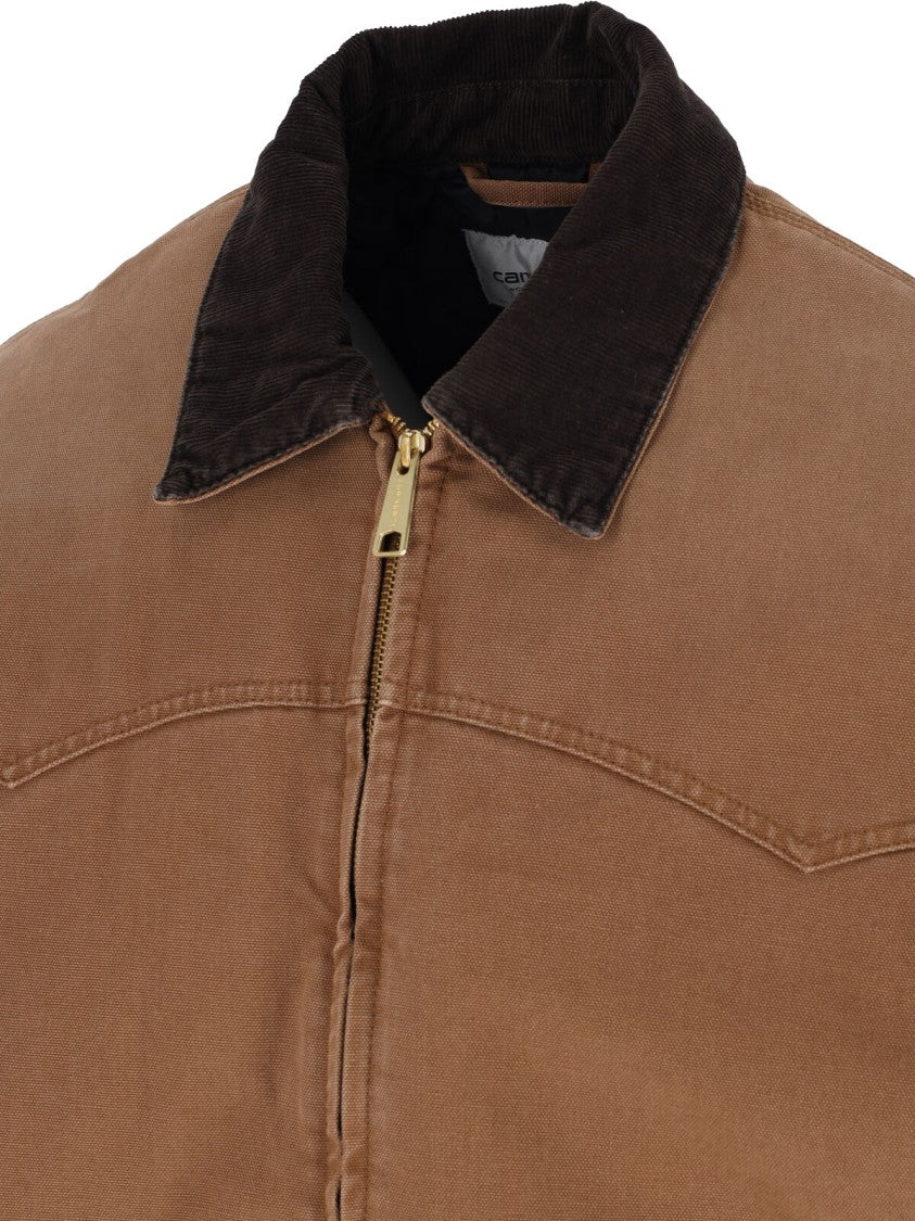 Carhartt Wip Brown Og Santa Fe Velvet-Collar Cotton Jacket