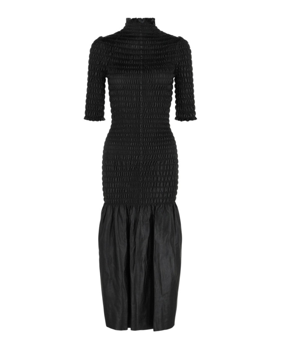 Givenchy Smocked Leather Midi Dress