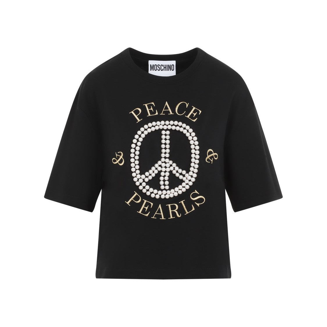 Moschino Pearl Embellisment Black T-Shirt