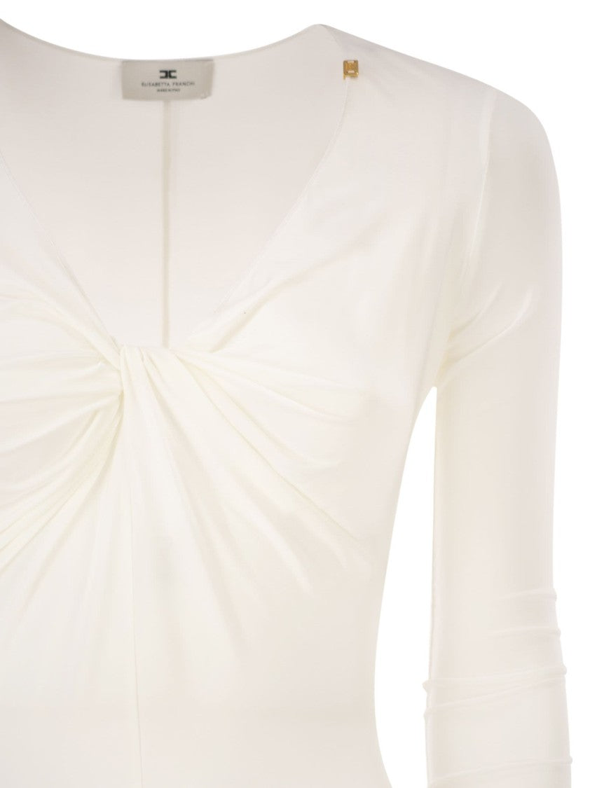 Elisabetta Franchi Crêpe Jersey Bodysuit With Draping