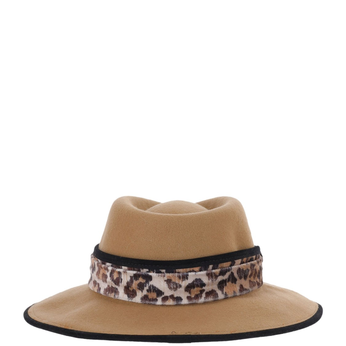 Alexia Alvarez De Toledo Beige Animal-Print Wool Felt Hat