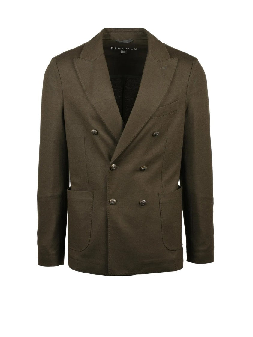Circolo 1901 Double-Breasted Blazer In Forest Green With Wide Lapels