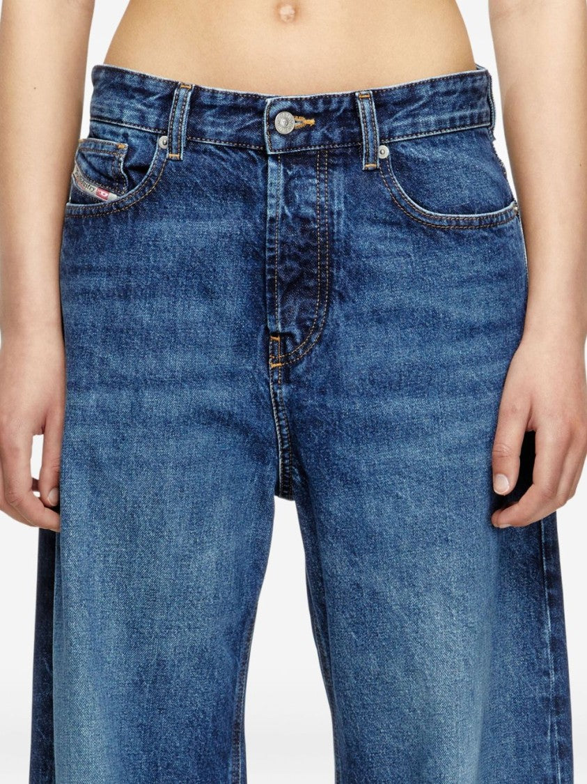 Diesel Indigo Blue Appliqué Logo Jeans