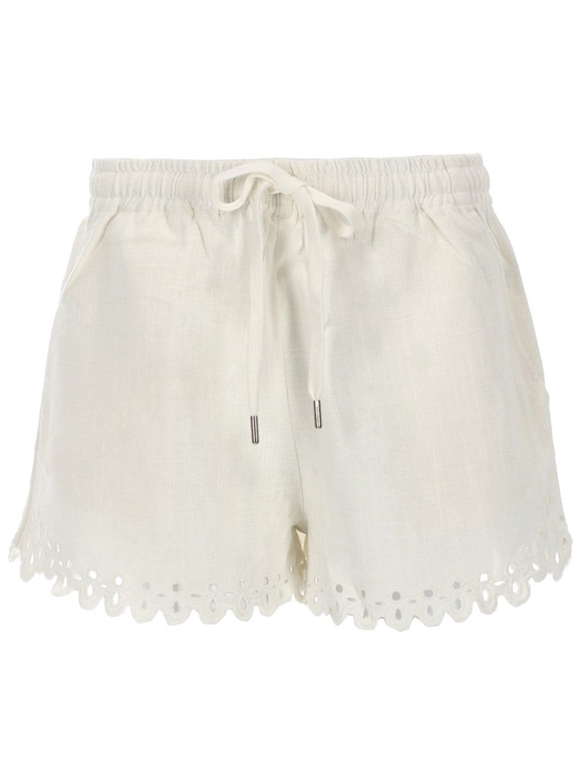 Isabel Marant Étoile Balyme Scalloped Eyelet Cotton Shorts