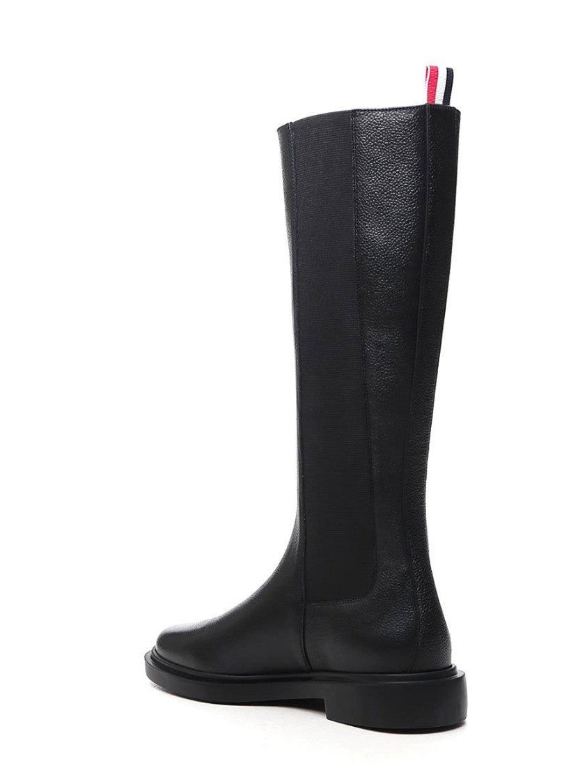 Thom Browne Tall Black Boots With Distinctive Striped Detail