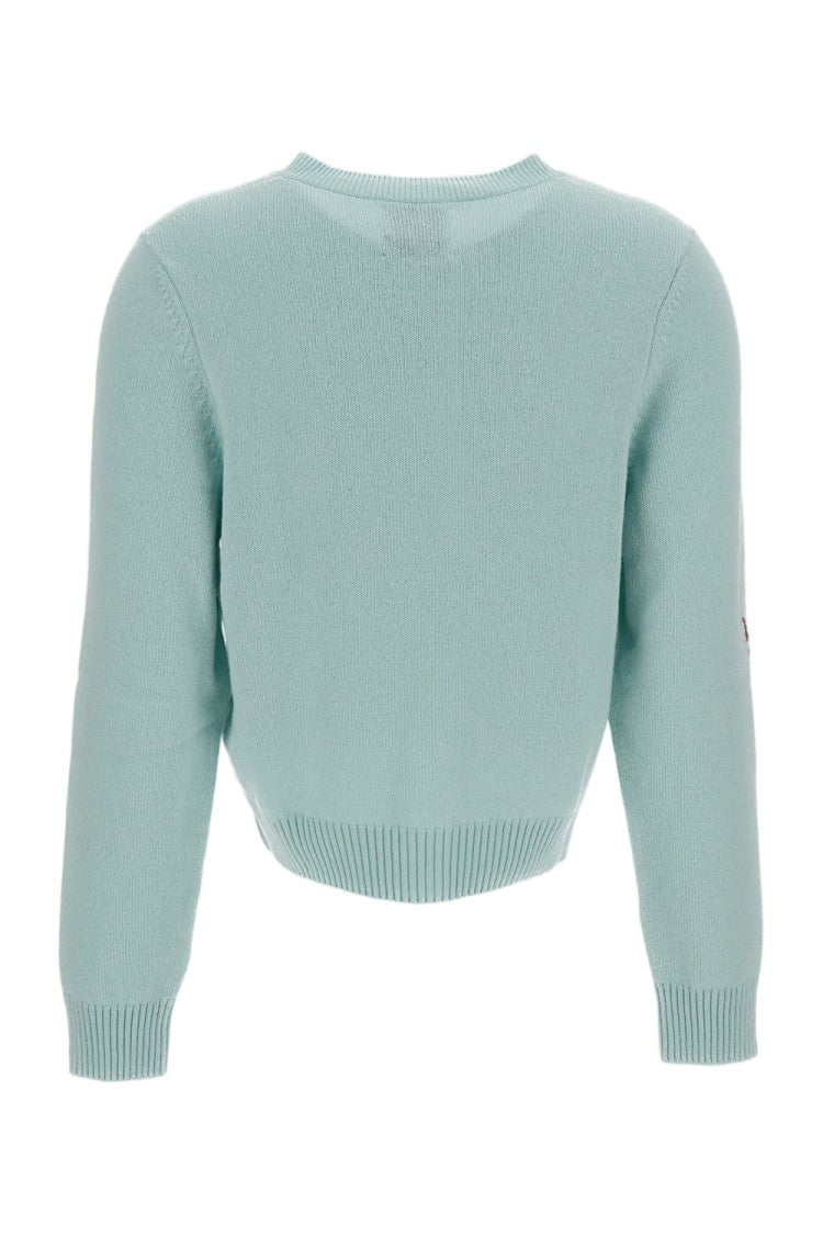 Barrie Turquoise/Multicolor Thistle Motif Cashmere Cardigan