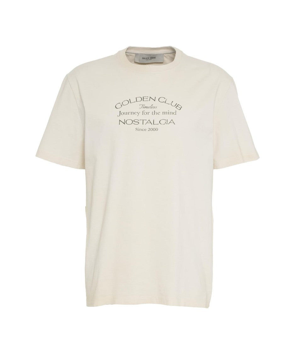 Golden Goose Beige T-Shirt With Ribbed Collar