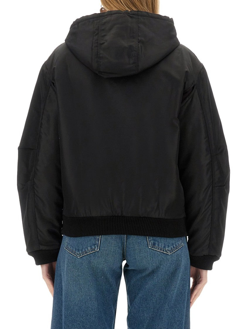 Mm6 By Maison Margiela Cropped Hooded Jacket With Ribbed Cuffs