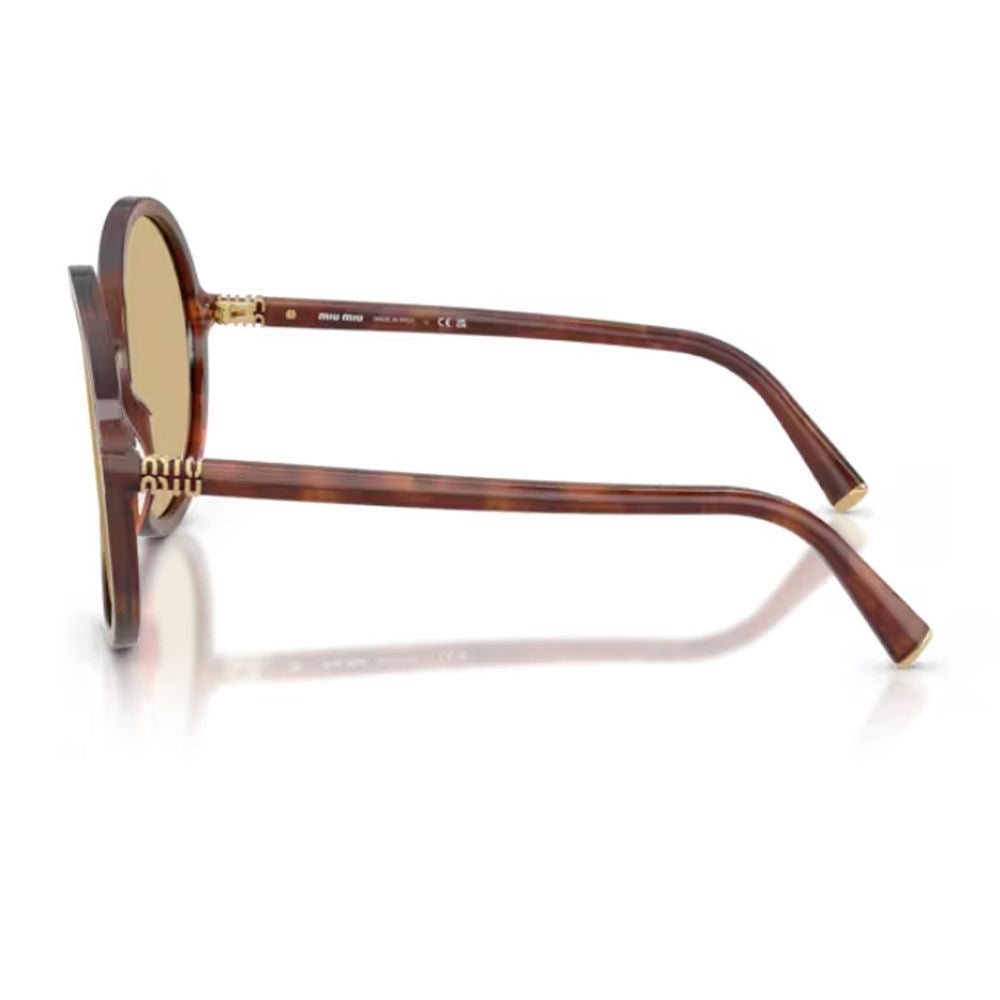 Miu Miu 0Mu B02s Miu Regard Oversized Round Tobacco Striated Sunglasses