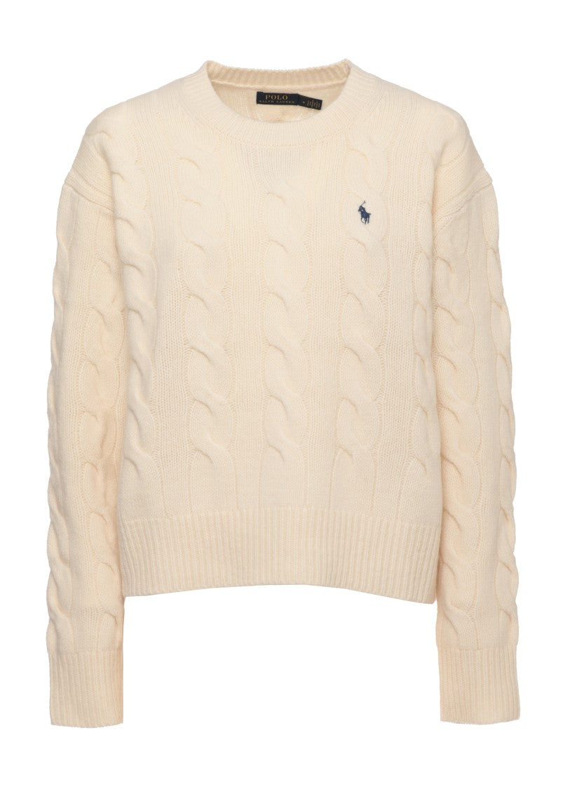 Polo Ralph Lauren Ivory Cable-Knit Wool-Blend Sweater