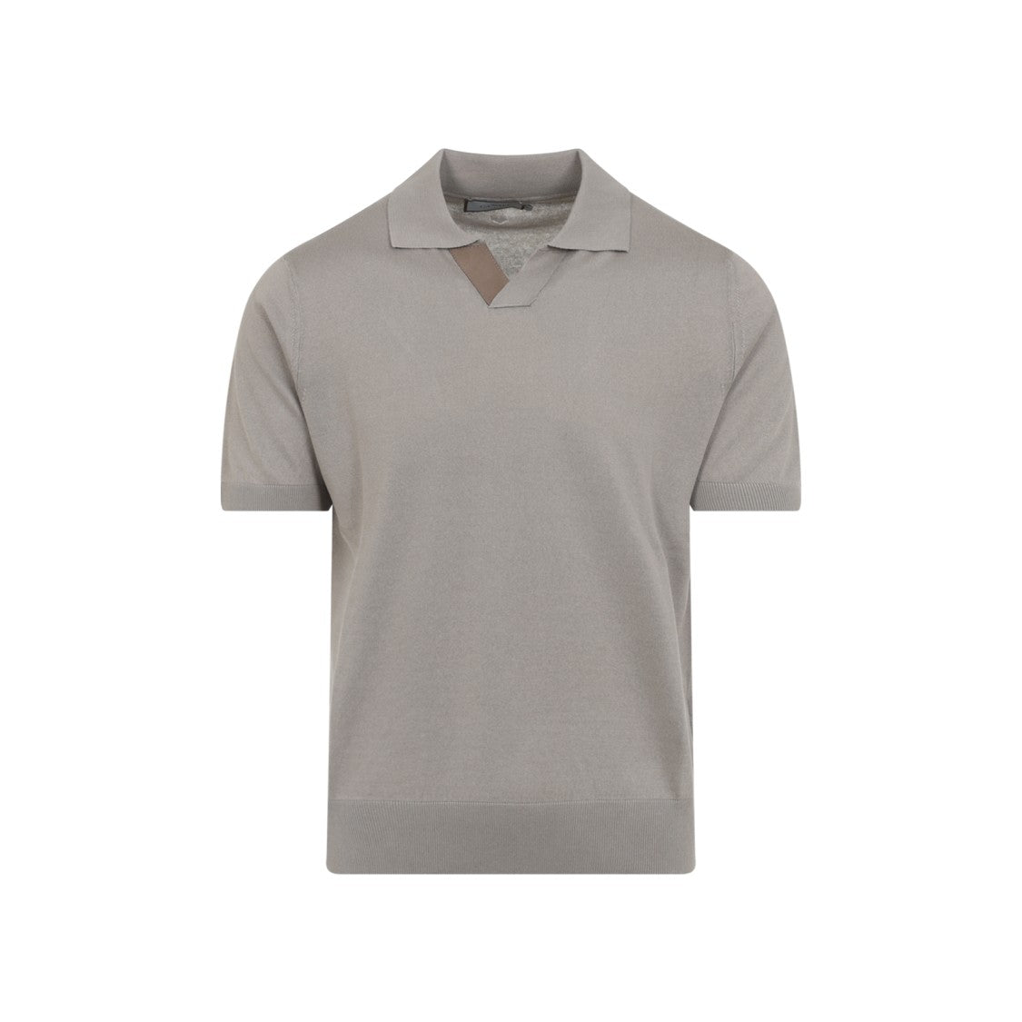 Canali Short-Sleeve Polo Shirt With V-Notch Detail And Ribbed Finish