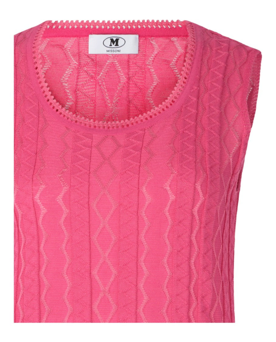 M Missoni Textured Diamond Knit Top With Scoop Neckline