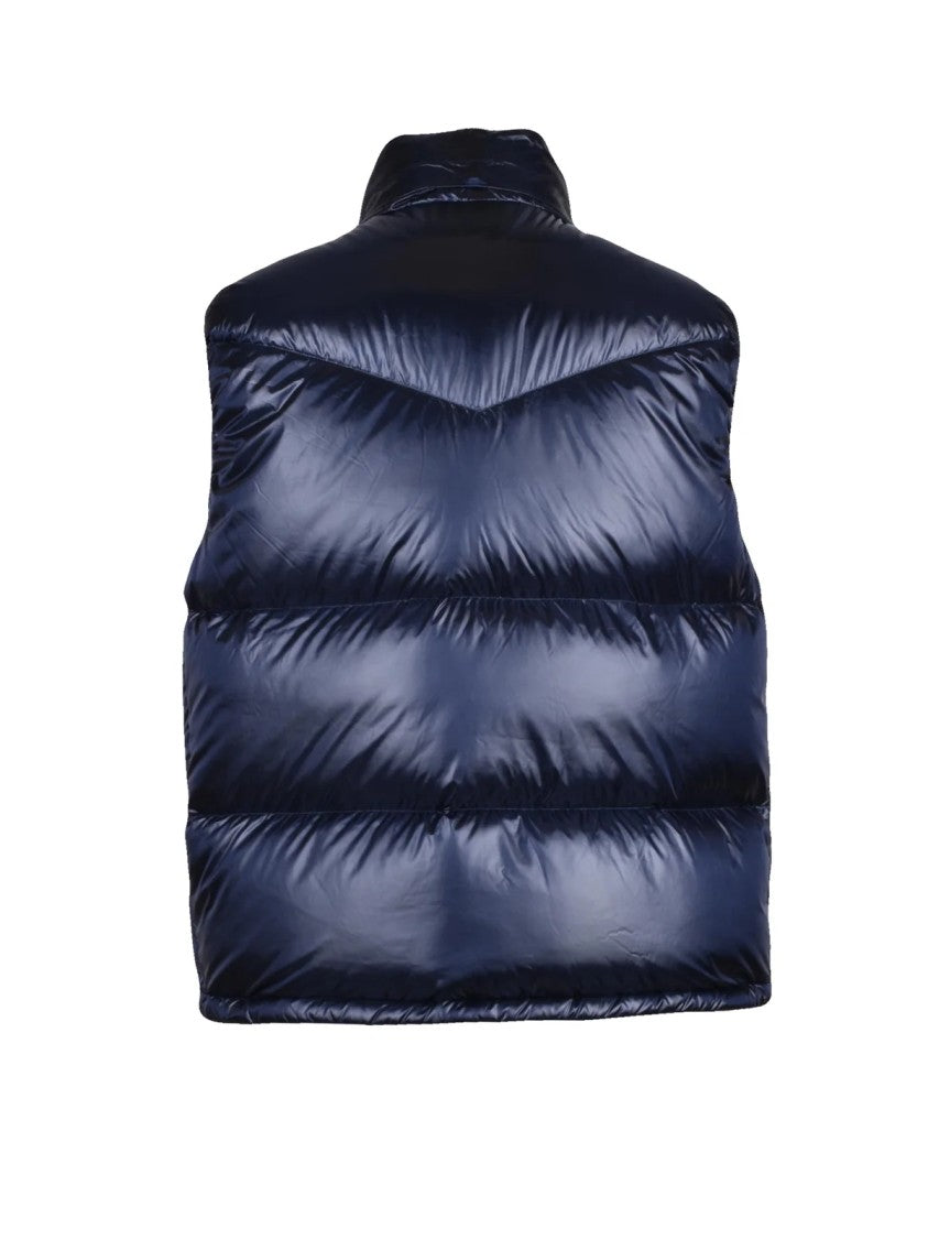 Add Shiny Down-Filled Gilet With Integrated Hood And Quilted Design