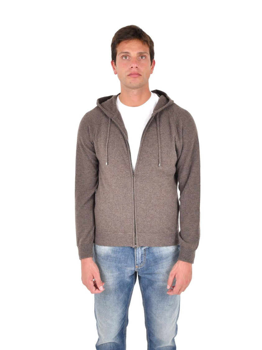 Herno Zip-Up Cardigan In Cashmere With Cozy Hood