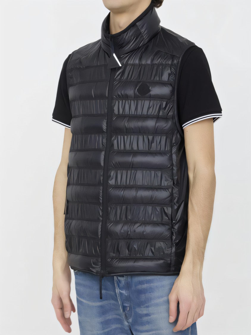 Moncler Quilted Black Vest With High Collar