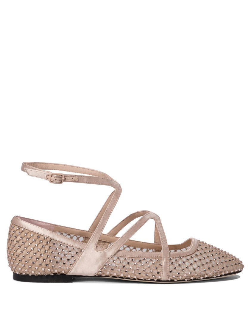 Jimmy Choo Pointed Toe Ballerinas With Crisscross Straps