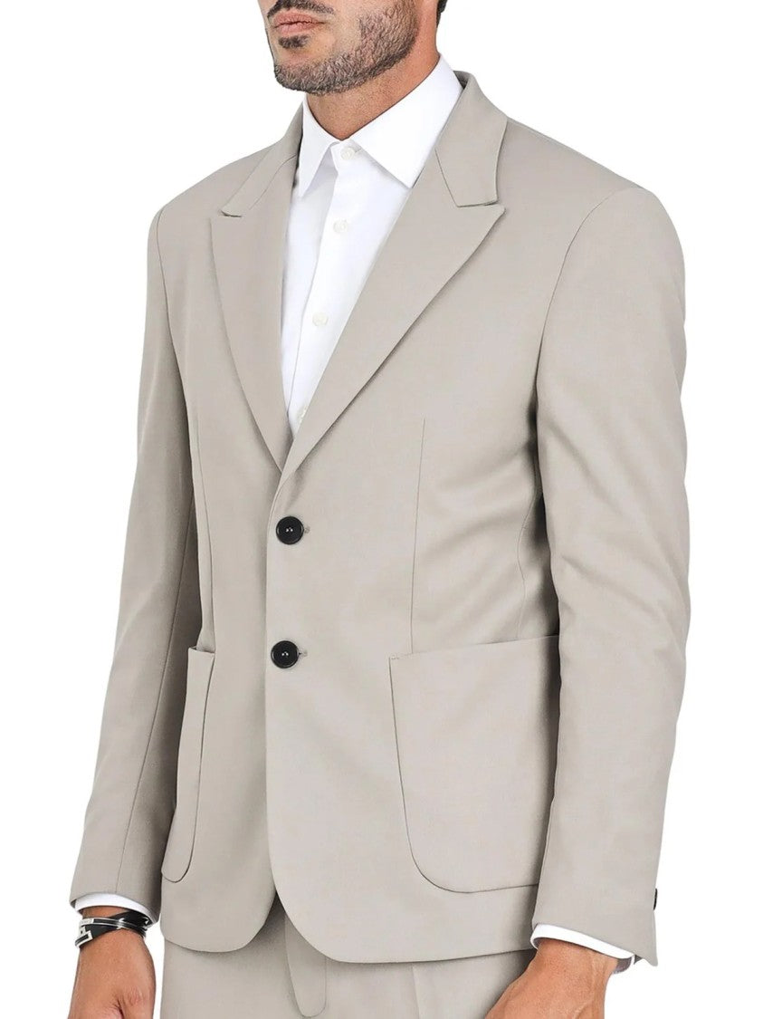I M Brian Beige Rounded Viscose-Blend Blazer