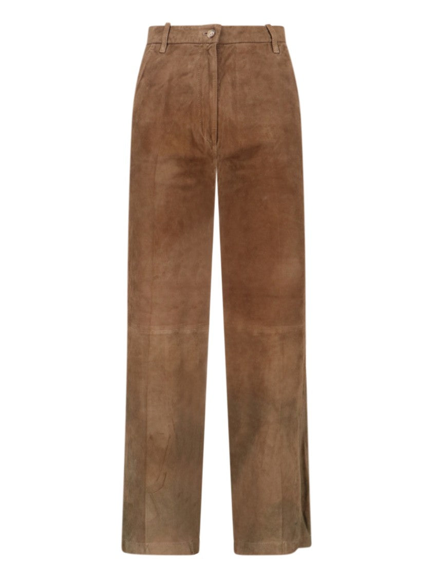 Novelle Tailored Brown Trousers With Straight Leg Silhouette