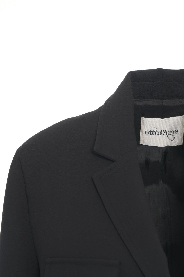 Ottod'ame Tailored Blazer With Waist-Cinching Belt And Notch Collar