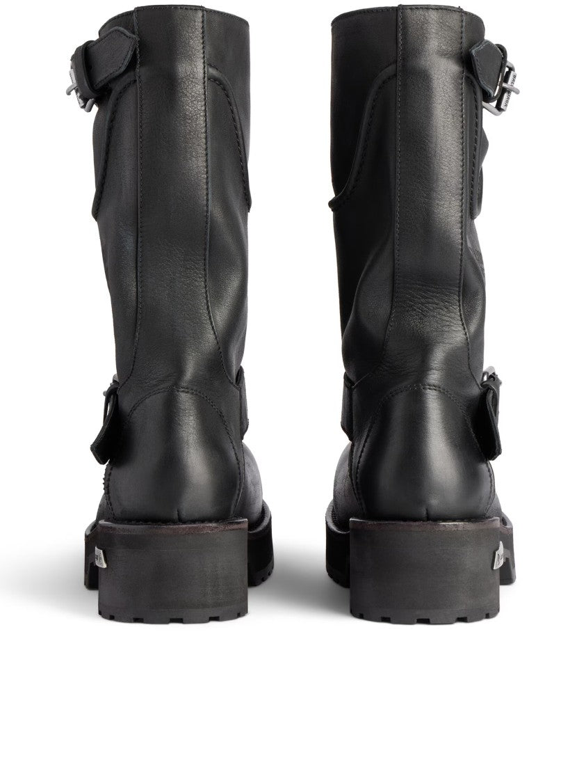 Balenciaga Venom Leather Mid-Calf Boots
