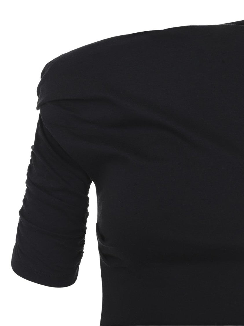 Jacquemus Asymmetrical One-Shoulder Bodycon Mini Dress With Ruched Sleeve