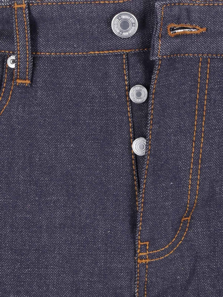 Ami Paris Contrast Stitching Straight-Leg Jeans