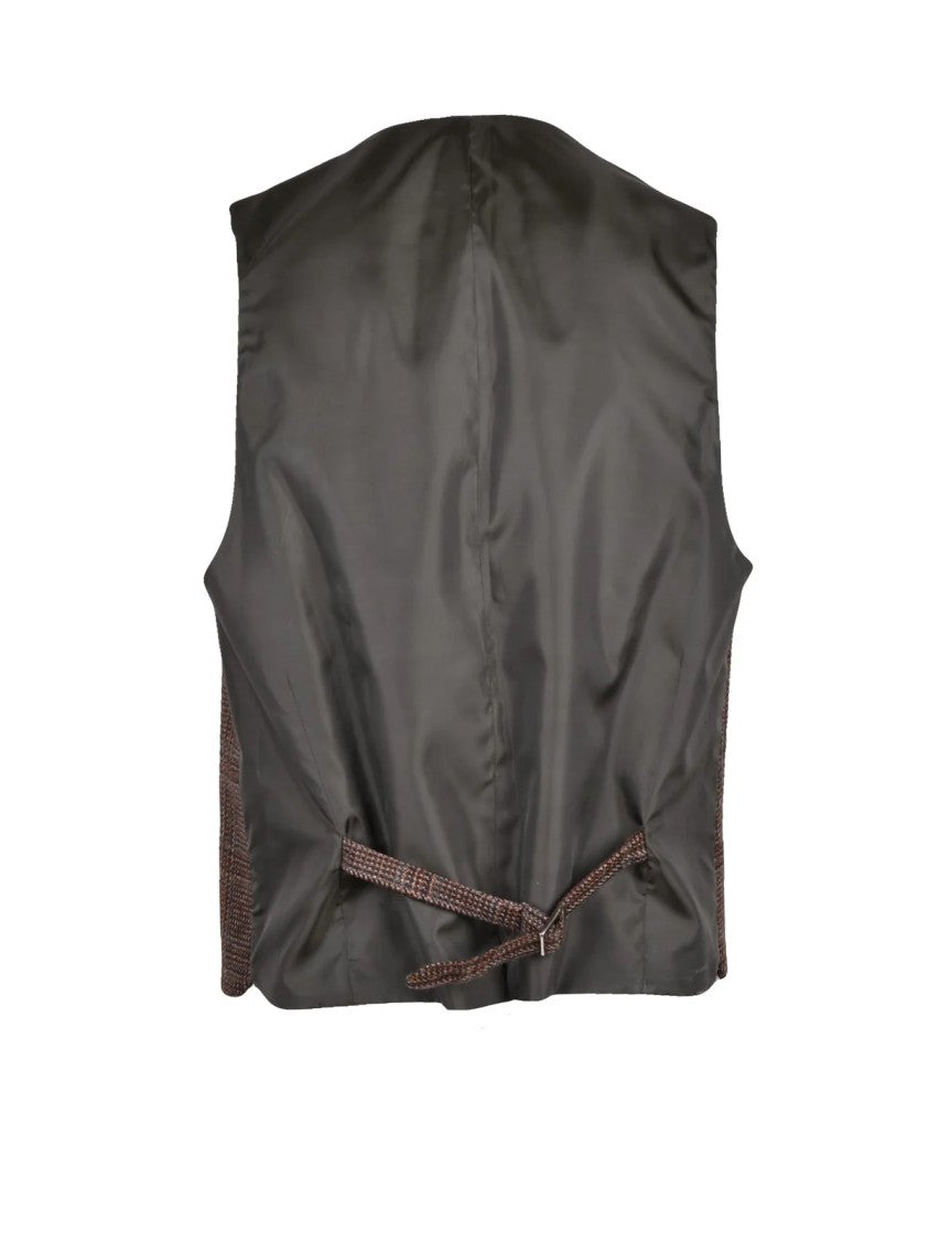 Old Crest Brown/Green Checkered Tailored Wool-Blend Vest