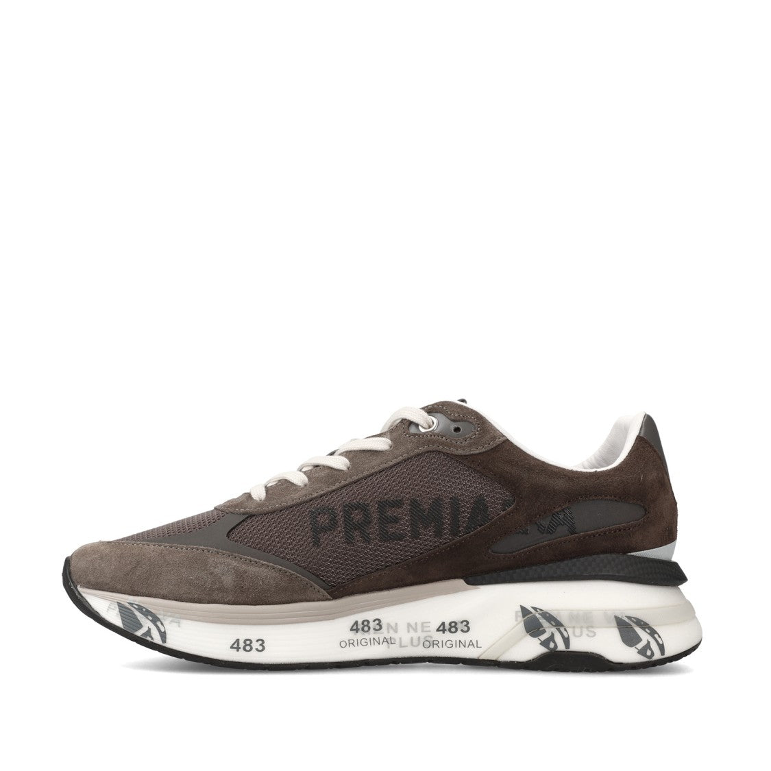 Premiata Moerun Sneakers In Brown Suede And Technical Fabric