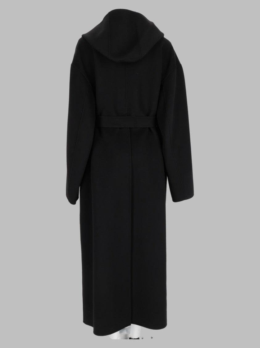 Sportmax Black Relaxed Fit Wide-Lapel Virgin Wool Trench Coat