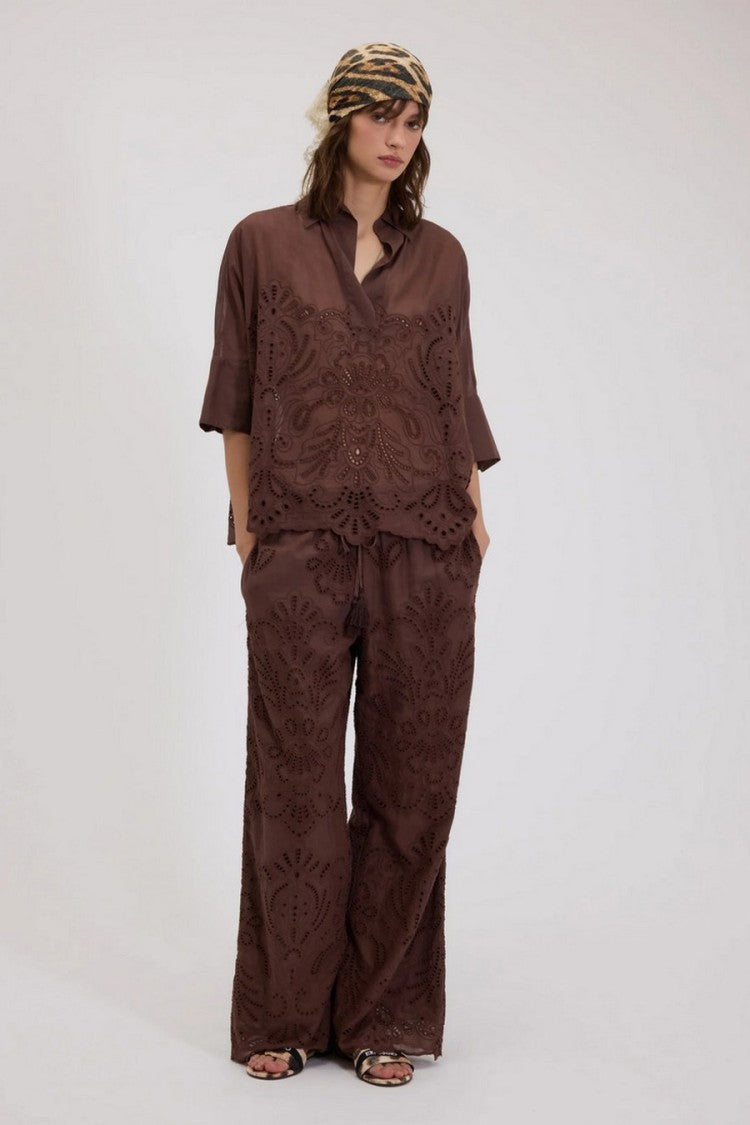 Ermanno Brown Cotton Shirt
