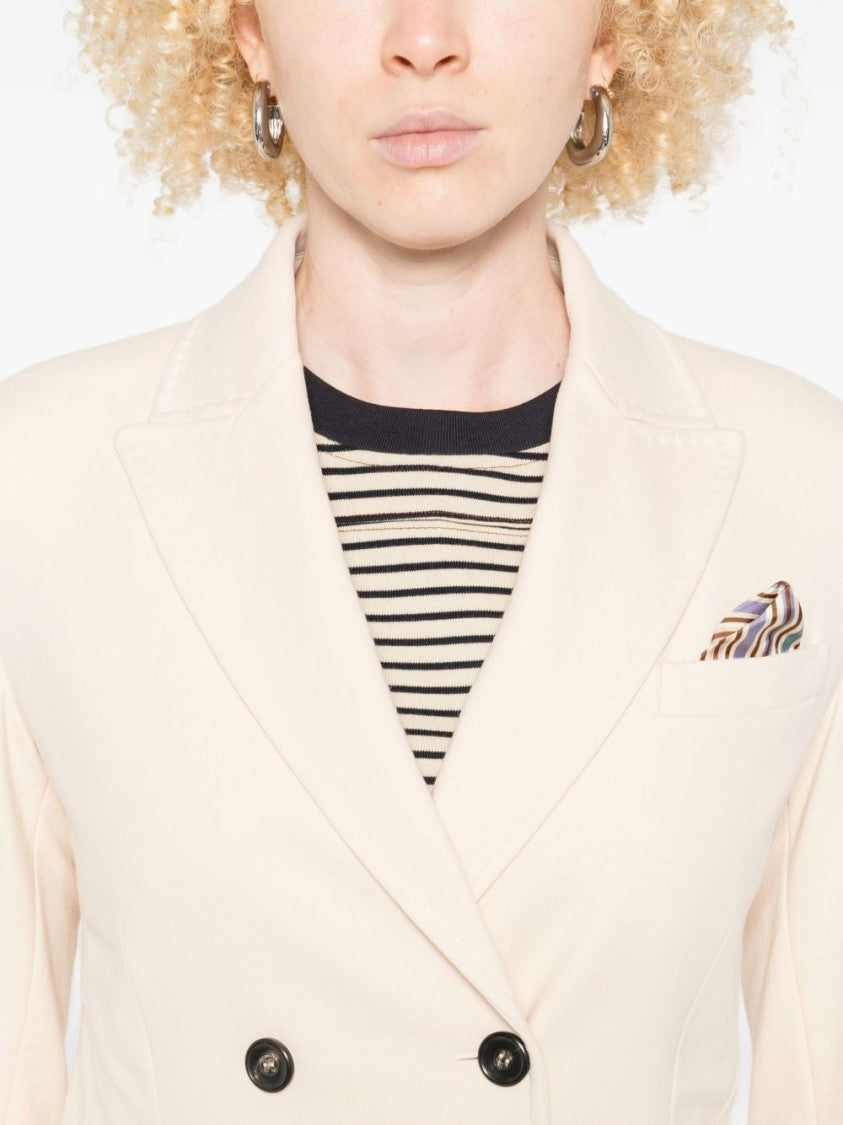 Circolo 1901 Double-Breasted Beige Jacket With Notch Lapels