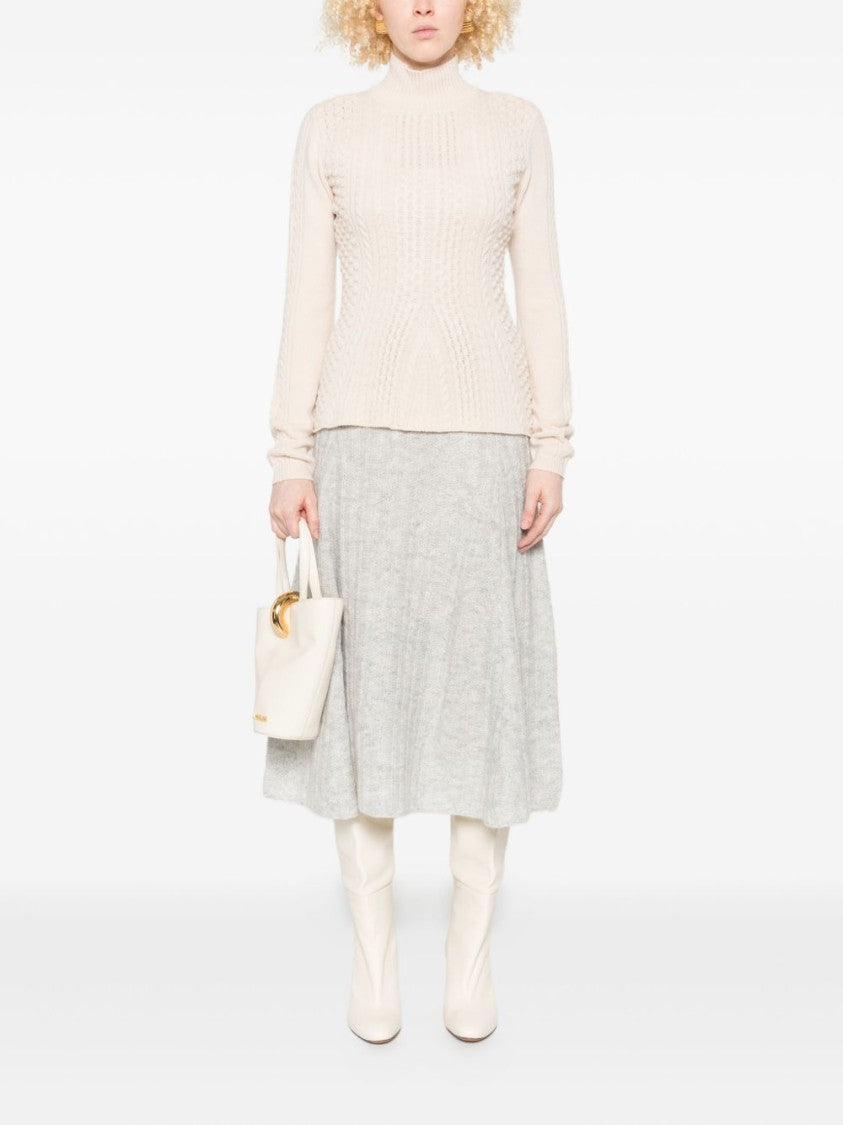 Twin-Set Cable Knit Turtleneck Sweater With Textured Pattern