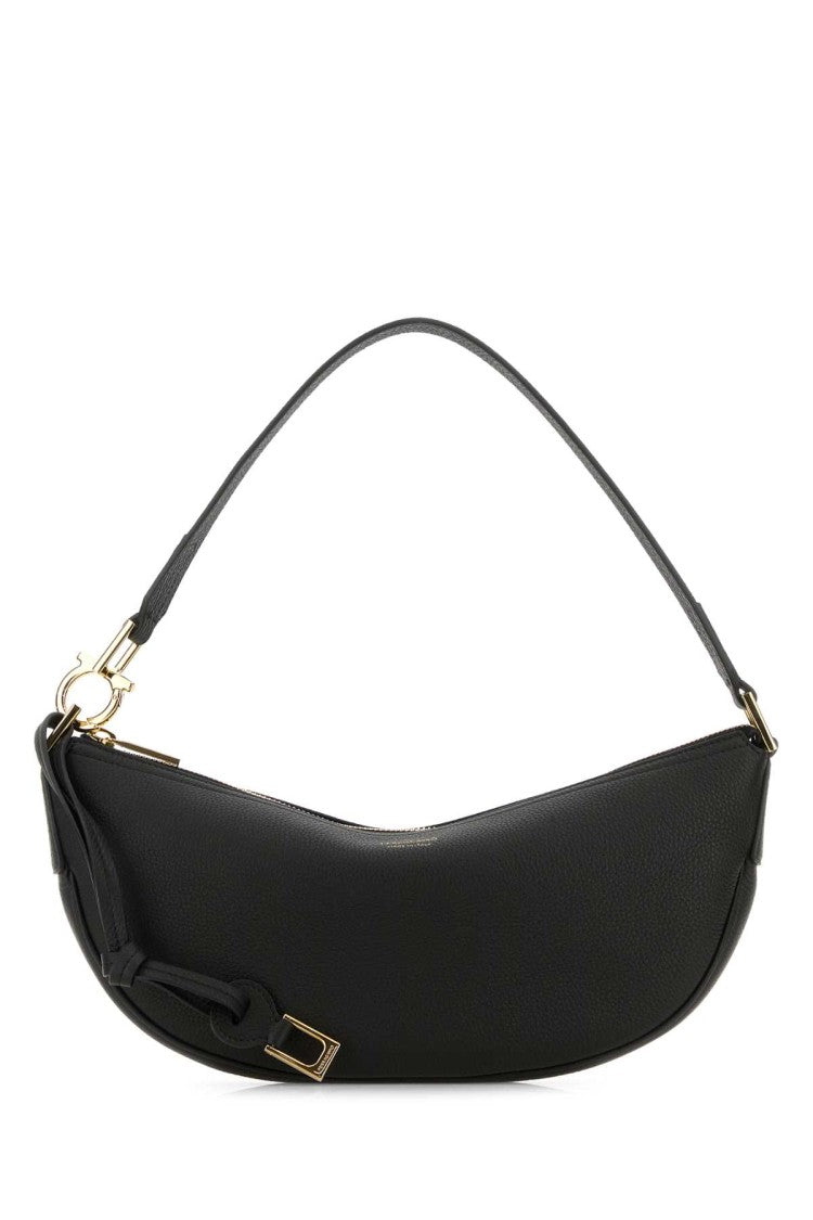 Salvatore Ferragamo Black Leather Shoulder Bag