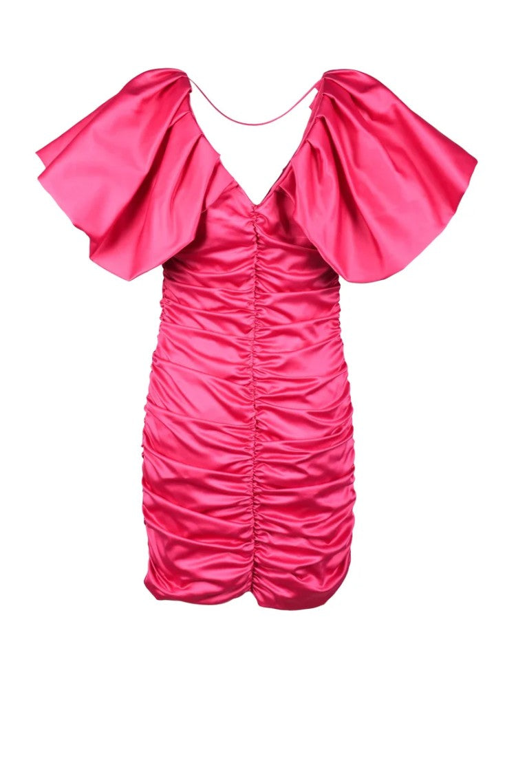 Simona Corsellini Fuchsia Mini Dress With Ruched Body