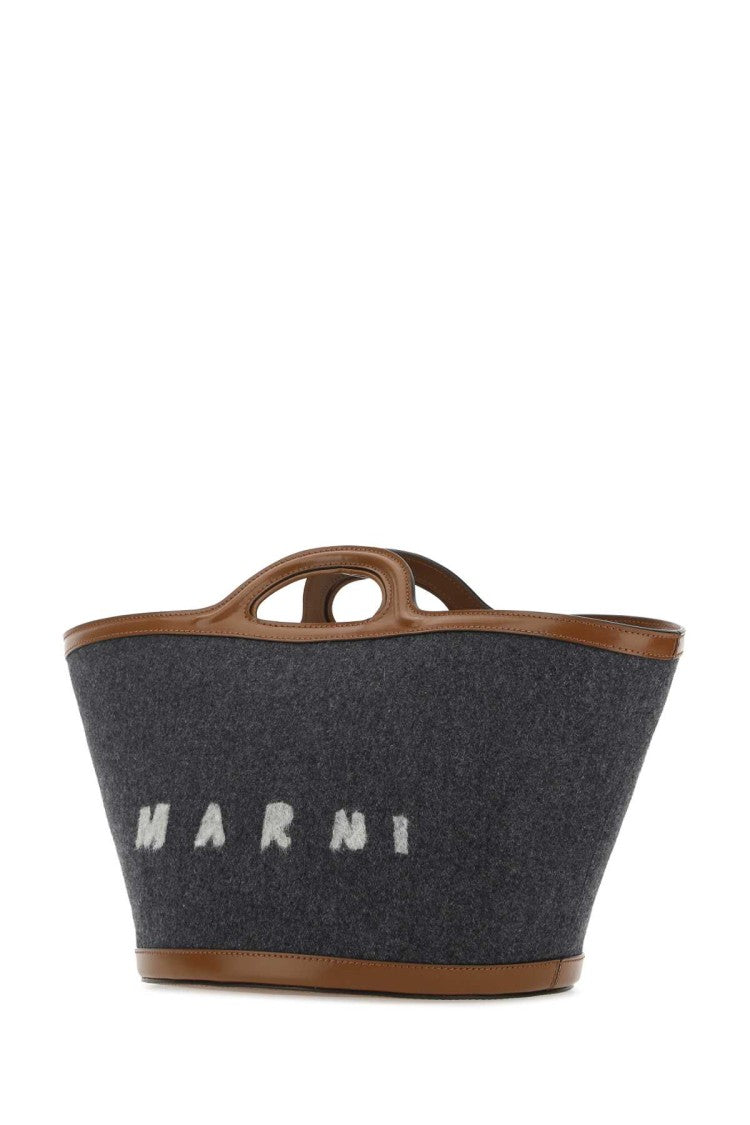 Marni Two-Tone Felt And Leather Tropicalia Summer Handbag