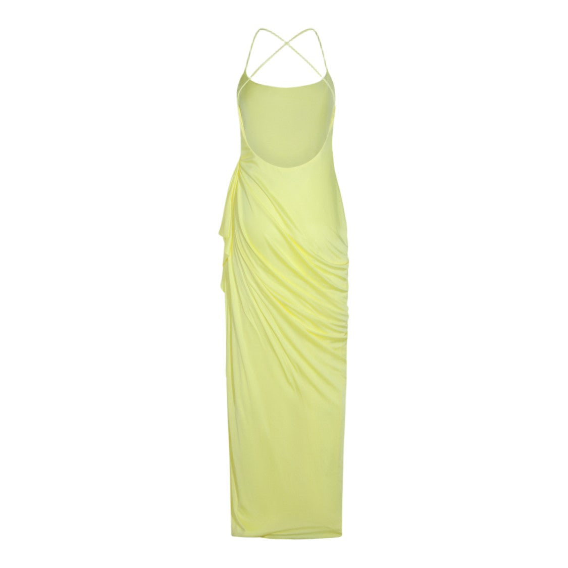 Versace Floor-Length Yellow Draped Maxi Dress