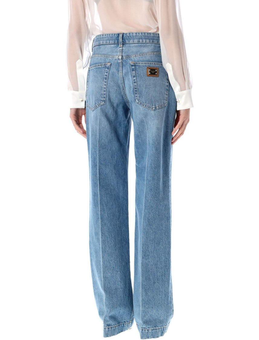 Dolce & Gabbana Straight-Leg Light Blue Denim Jeans