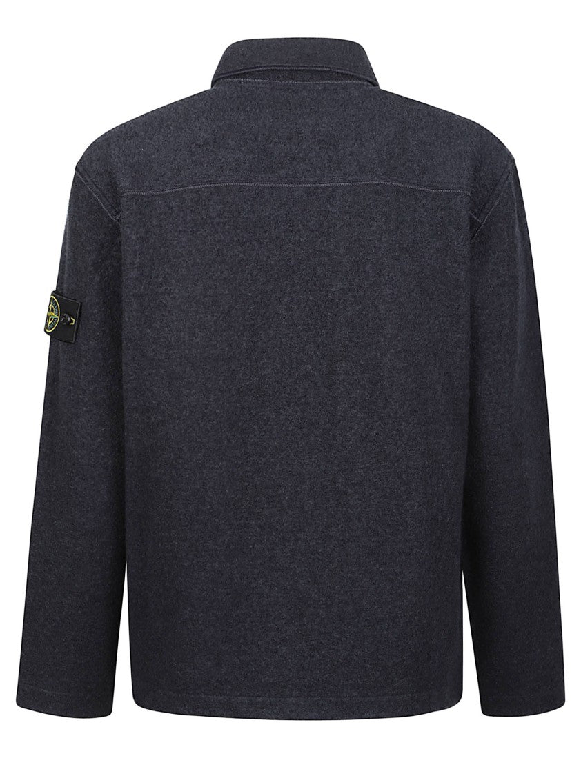 Stone Island Black Boxy Polyamide-Wool Overshirt