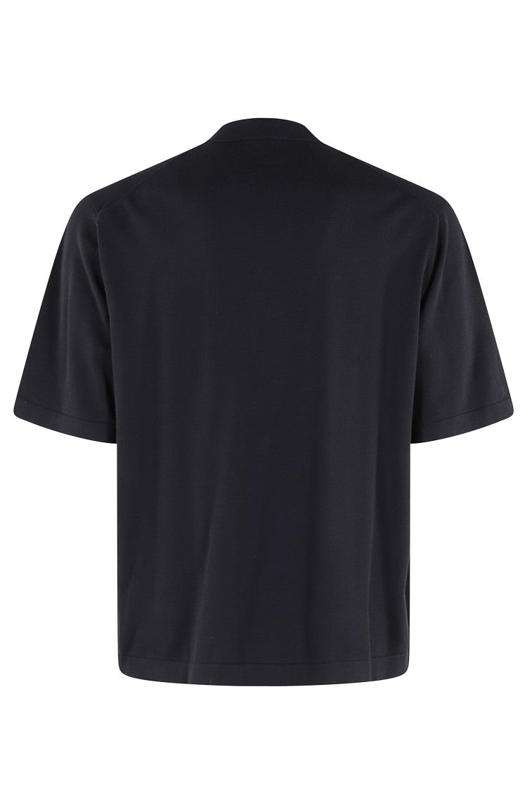 Aspesi Short-Sleeved Cotton Knit Shirt With Pointed Collar